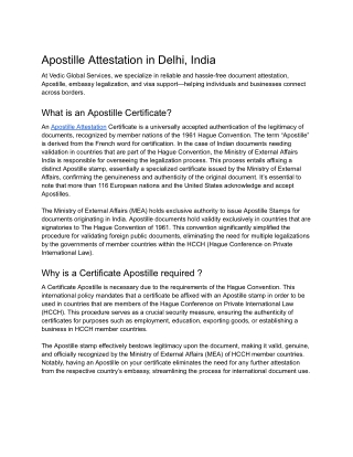 Apostille Attestation in Delhi, India