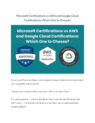 Microsoft Certifications vs AWS and Google Cloud Certifications