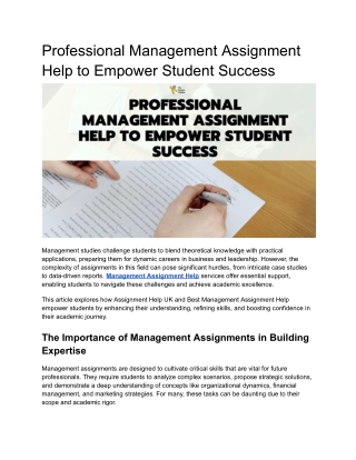 Professional Management Assignment Help to Empower Student Success