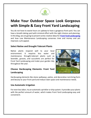 Make Your Outdoor Space Look Gorgeous with Simple & Easy Front Yard Landscaping