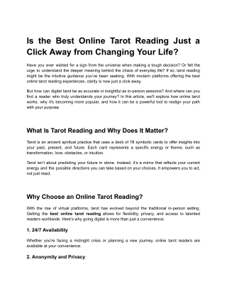 Is the Best Online Tarot Reading Just a Click Away from Changing Your Life
