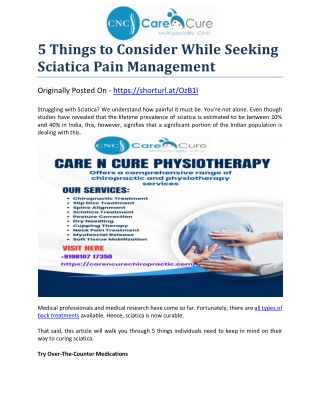 5 Things to Consider While Seeking Sciatica Pain Management