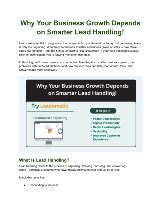 Why Your Business Growth Depends on Smarter Lead Handling