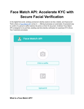 Face Match API_ Accelerate KYC with Secure Facial Verification