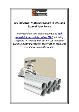 Sell Industrial Materials Online in UAE and Expand Your Reach