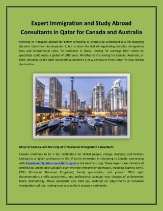 Expert Immigration and Study Abroad Consultants in Qatar for Canada and Australi
