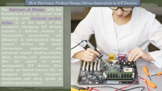 How Electronic Product Design Drives Innovation in IoT Devices