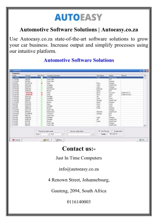 Automotive Software Solutions  Autoeasy.co.za