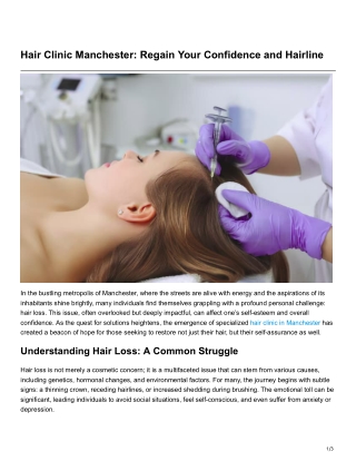 Hair Clinic Manchester Regain Your Confidence and Hairline