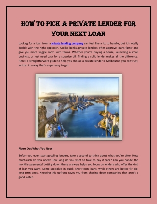 How to Pick a Private Lender for Your Next Loan