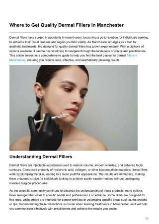 Where to Get Quality Dermal Fillers in Manchester