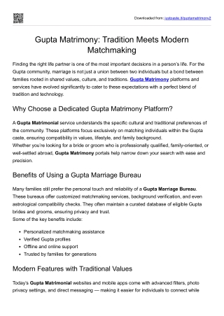 Gupta Matrimony: Tradition Meets Modern Matchmaking