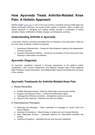 How Ayurveda Treats Arthritis-Related Knee Pain_ A Holistic Approach