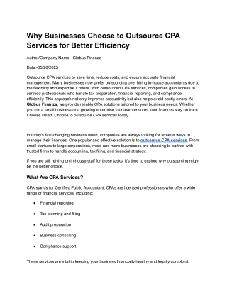 Why Businesses Choose CPA Services for Better Efficiency