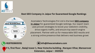 Best SEO Company in Jaipur for Guaranteed Google Rankings