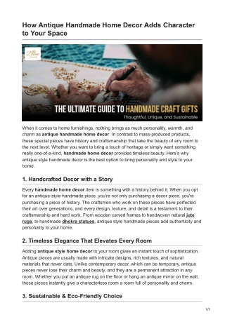 Antique Handmade Home Decor Ideas to Elevate Your Home Style – Divinehandicarfts