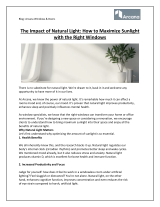 The Impact of Natural Light: How to Maximize Sunlight with the Right Windows