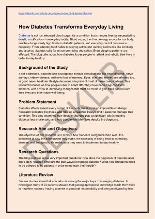 How Diabetes Transforms Everyday Living