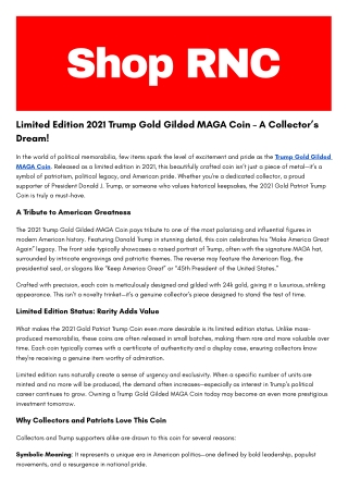 Limited Edition 2021 Trump Gold Gilded MAGA Coin – A Collector’s Dream!