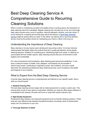 Best Deep Cleaning Service