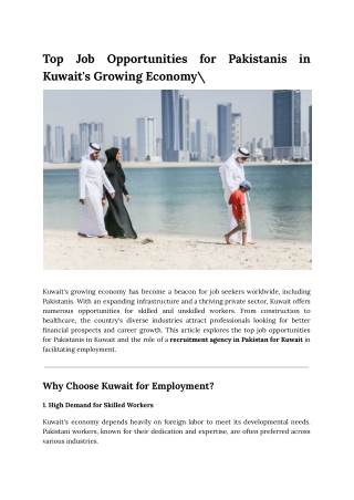 Top Job Opportunities for Pakistanis in Kuwait's Growing Economy_