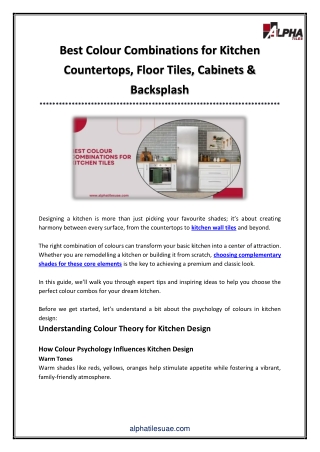 Best Colour Combinations for Kitchen Countertops, Floor Tiles, Cabinets & Backsplash