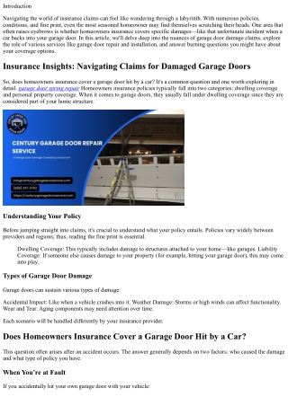 Insurance Insights: Navigating Claims for Damaged Garage Doors