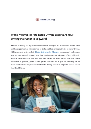 Prime Motives To Hire Rated Driving Experts As Your Driving Instructor In Edgware