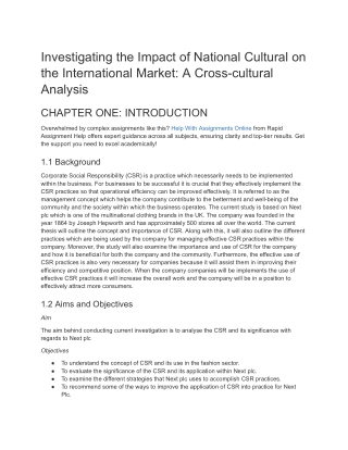 Investigating the Impact of National Cultural on the International Market