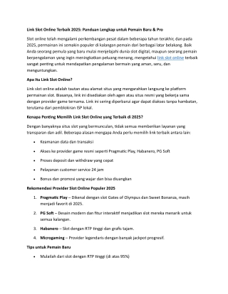 Link Slot Online Terbaik 2025