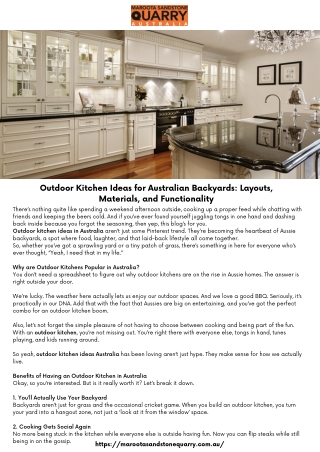 Outdoor Kitchen Ideas for Australian Backyards Layouts, Materials, and Functionality