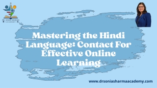 Mastering the Hindi Language Contact For Effective Online Learning