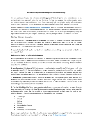 Must-Known Tips When Planning a Bathroom Remodeling