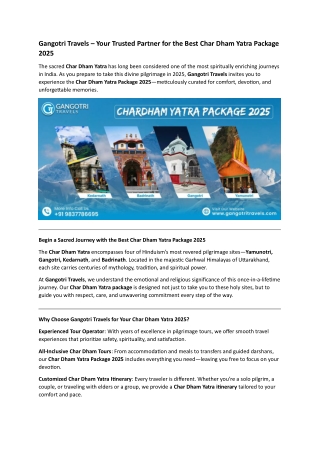 Your Trusted Partner for the Best Char Dham Yatra Package 2025