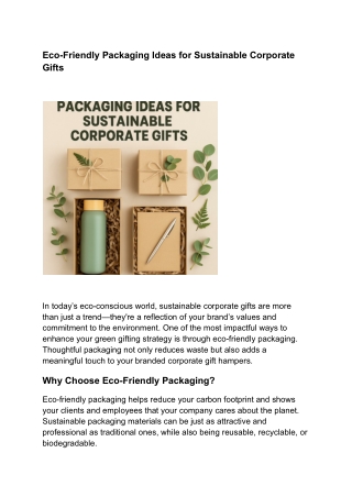 Eco-Friendly Packaging Ideas for Sustainable Corporate Gifts