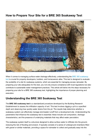How to Prepare Your Site for a BRE 365 Soakaway Test