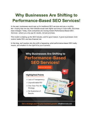 Why Businesses Are Shifting to Performance-Based SEO Services!