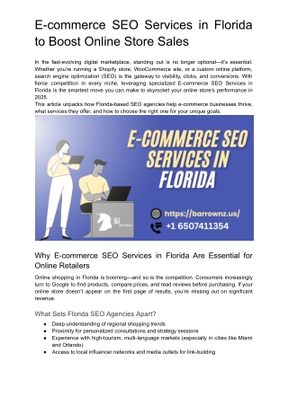 E-commerce SEO Services in Florida to Boost Online Store Sales