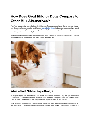 How Does Goat Milk for Dogs Compare to Other Milk Alternatives?