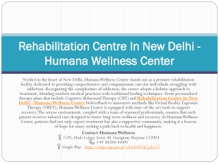 Rehabilitation Centre In Delhi - Humana Wellness Center