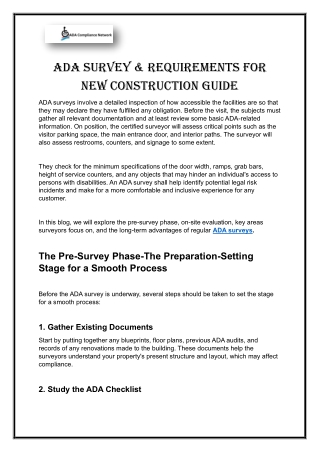 ADA Survey & Requirements for New Construction Guide