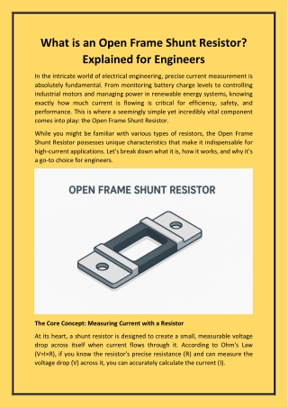 What is an Open Frame Shunt Resistor