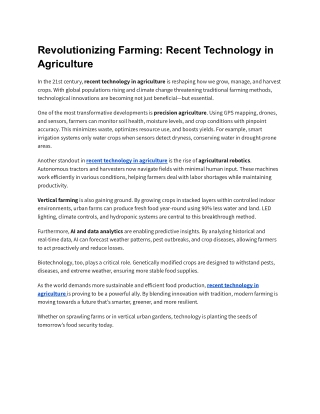 Revolutionizing Farming_ Recent Technology in Agriculture