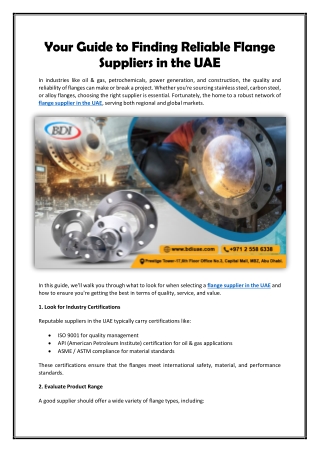 Your Guide to Finding Reliable Flange Suppliers in the UAE