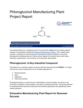 Phloroglucinol Manufacturing Plant Project Report