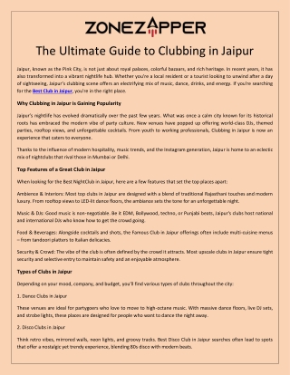 The Ultimate Guide to Clubbing in Jaipur