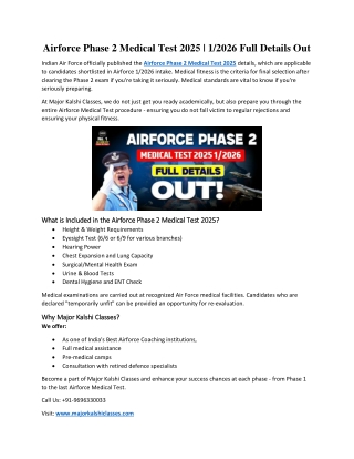Airforce Phase 2 Medical Test 2025