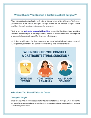 When Should You Consult a Gastrointestinal Surgeon