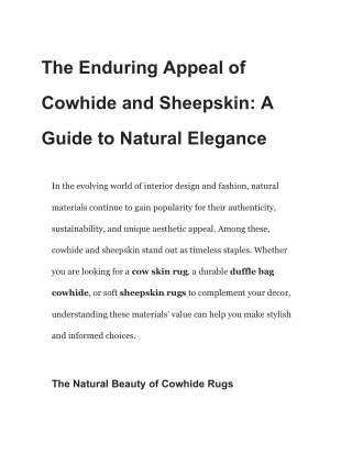 The Enduring Appeal of Cowhide and Sheepskin_ A Guide to Natural Elegance