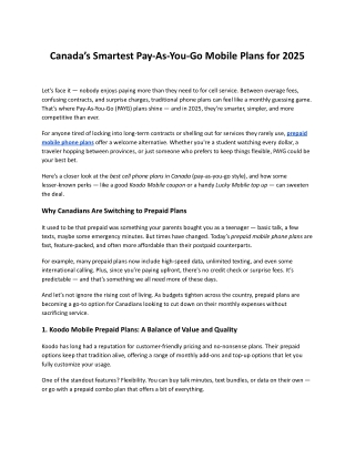 Canada’s Smartest Pay-As-You-Go Mobile Plans for 2025